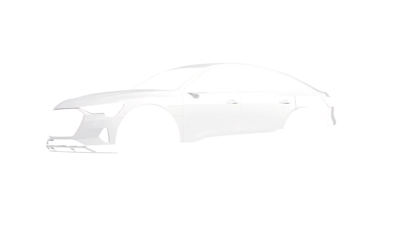 Audi E Tron Sporback 2024 wrapped in White Matt (ORACAL 970RA-010M), front three-quarter view