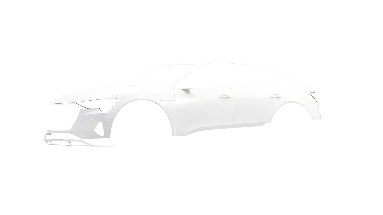 Audi E Tron Sporback 2024 wrapped in White Matt (KPMF K89011), front three-quarter view