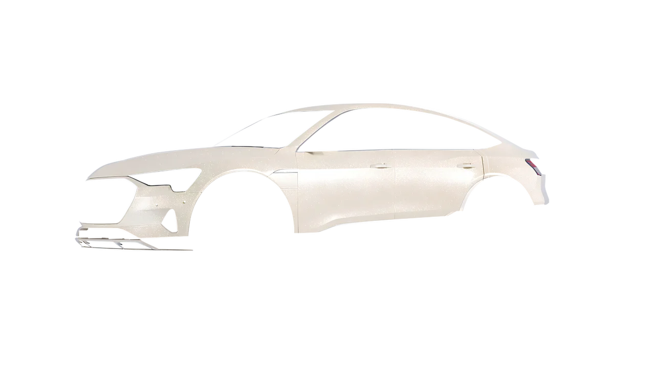 Audi E Tron Sporback 2024 wrapped in Nacre Gloss (ORACAL 970RA-946G), front three-quarter view