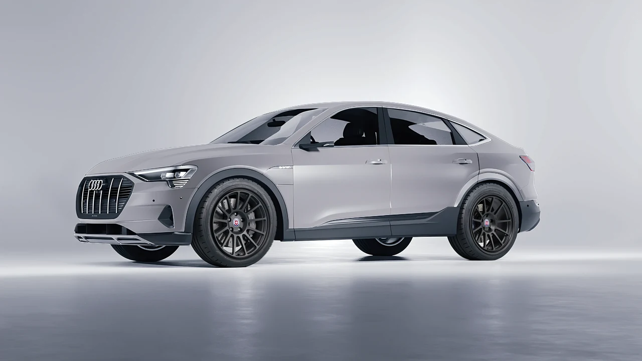 Audi E Tron Sporback 2024 on HRE Performance Wheels 313-GT forged wheels, front three-quarter view