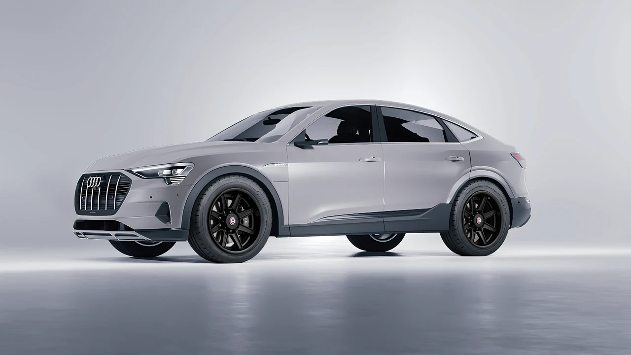 Audi E Tron Sporback 2024 on HRE Performance Wheels HD188H forged wheels, front three-quarter view