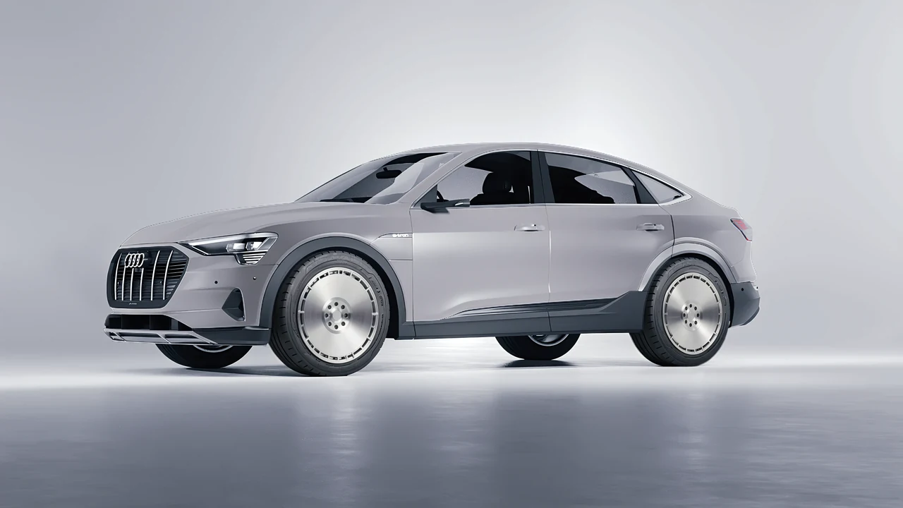 Audi E Tron Sporback 2024 on RDB LA Zero forged wheels, front three-quarter view