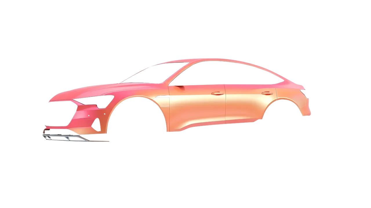 Audi E Tron Sporback 2024 wrapped in Satin Flip Electric Coral (3M SP213), front three-quarter view