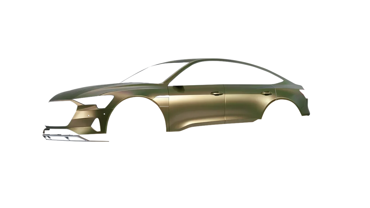 Audi E Tron Sporback 2024 wrapped in Satin Flip Golden Aurora (3M SP264), front three-quarter view