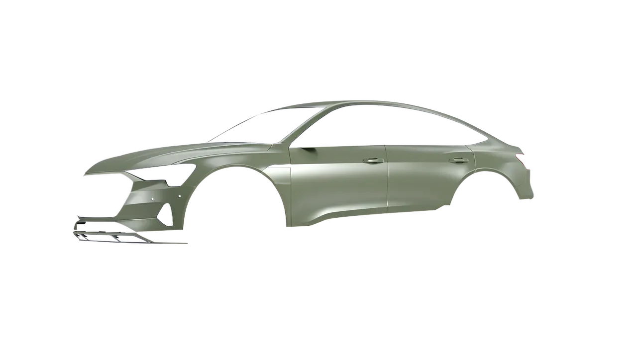 Audi E Tron Sporback 2024 wrapped in Satin Komodo Green (3M S56), front three-quarter view