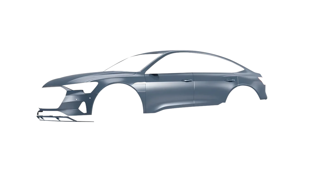 Audi E Tron Sporback 2024 wrapped in Satin Lunar Blue (3M S87), front three-quarter view