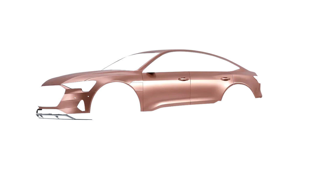 Audi E Tron Sporback 2024 wrapped in Satin Rose Gold (KPMF K75555), front three-quarter view