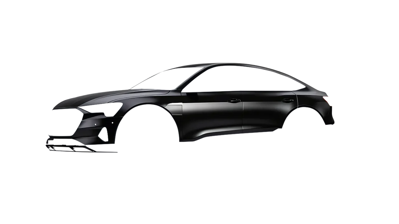Audi E Tron Sporback 2024 wrapped in Satin Perfect Black (KPMF K75530), front three-quarter view