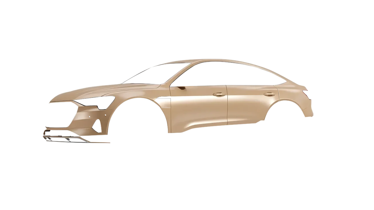 Audi E Tron Sporback 2024 wrapped in Satin Sandstone (3M S49), front three-quarter view