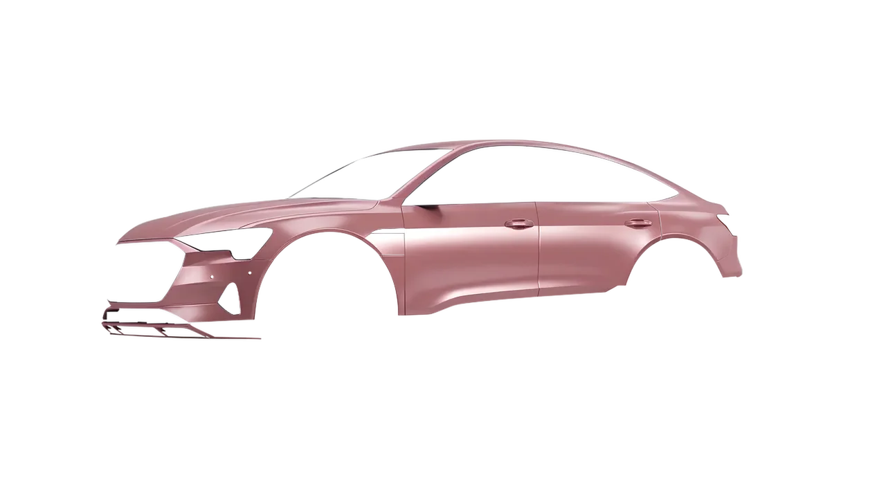 Audi E Tron Sporback 2024 wrapped in Satin Velvet Rose (3M S23), front three-quarter view