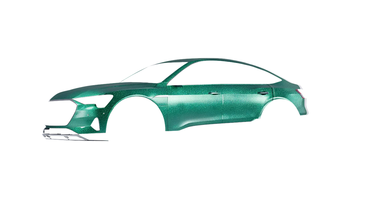 Audi E Tron Sporback 2024 wrapped in Riviera Rush Gloss (ORACAL 970RA-181G), front three-quarter view