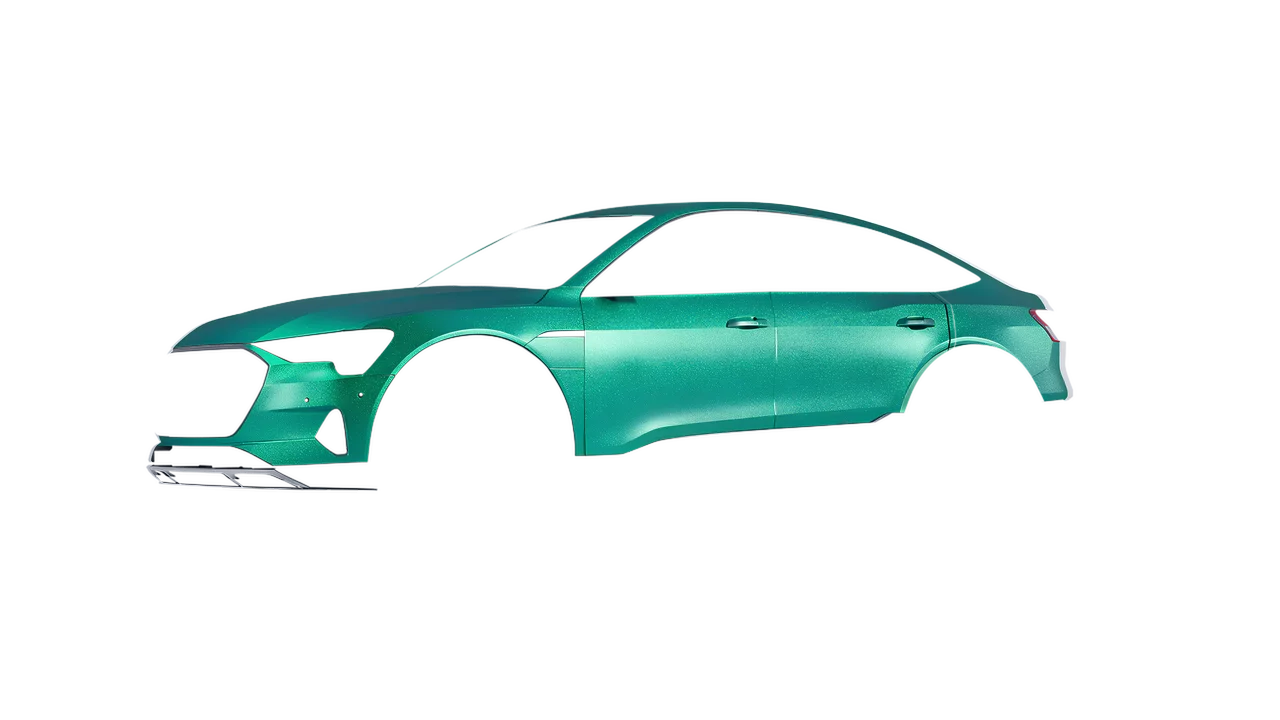 Audi E Tron Sporback 2024 wrapped in Riviera Rush Matt (ORACAL 970RA-181M), front three-quarter view