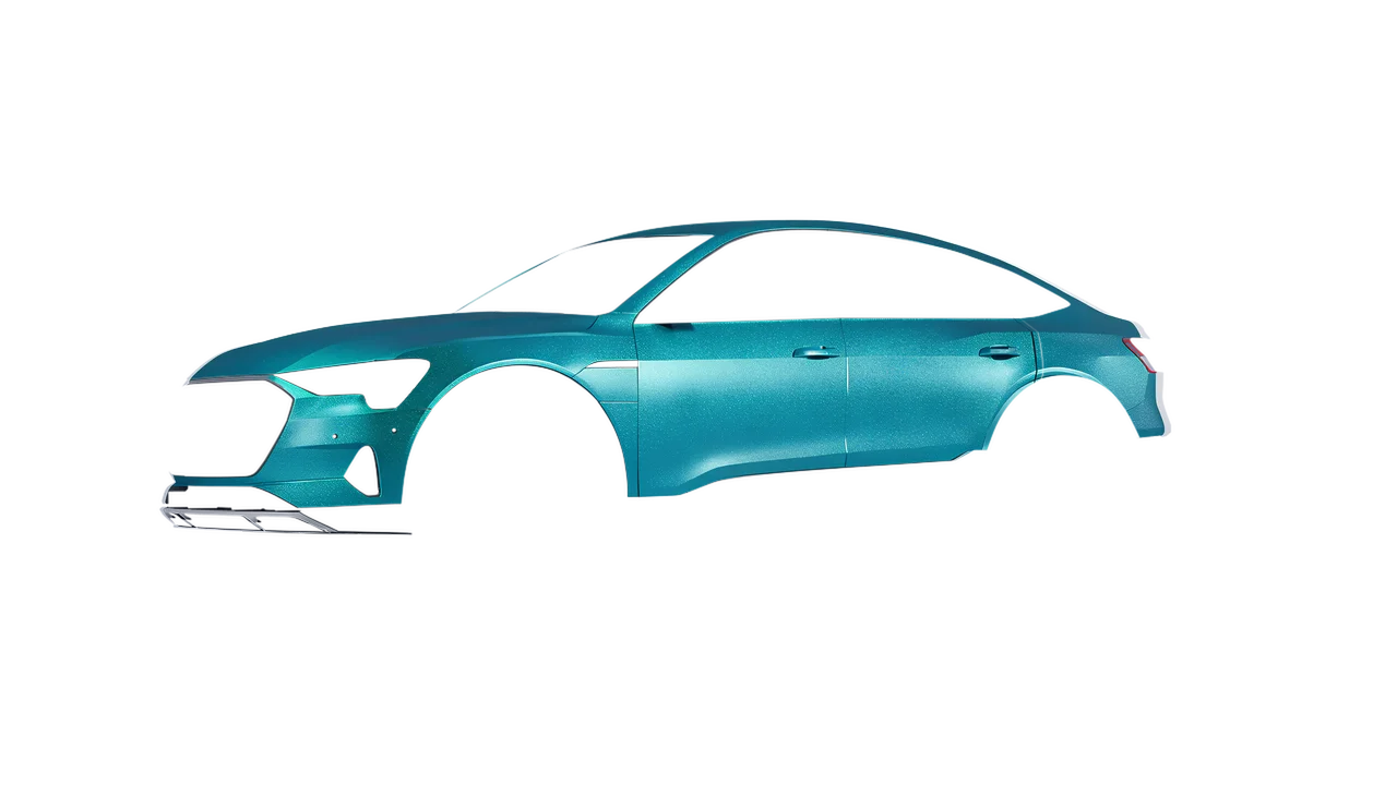 Audi E Tron Sporback 2024 wrapped in Turbo Turquoise Matt (ORACAL 970RA-182M), front three-quarter view