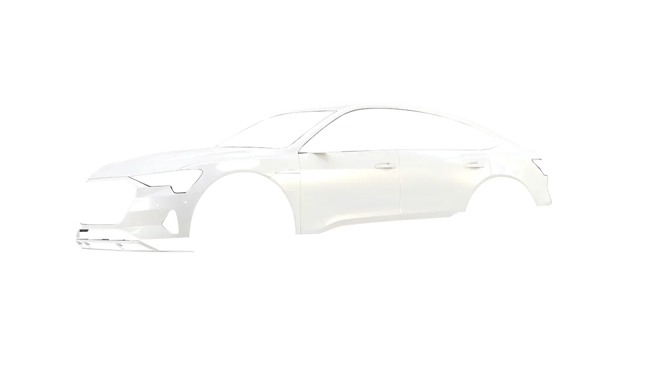 Audi E Tron Sporback 2024 wrapped in Matt Gold White Starlight (KPMF K75572), front three-quarter view