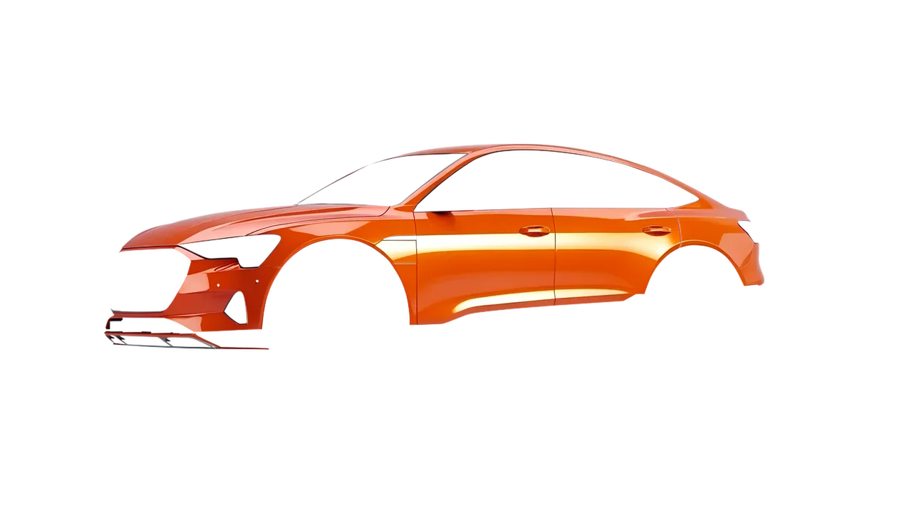 Audi e-tron Sportback 2020 wrapped in Fiery Orange (3M G364), front three-quarter view