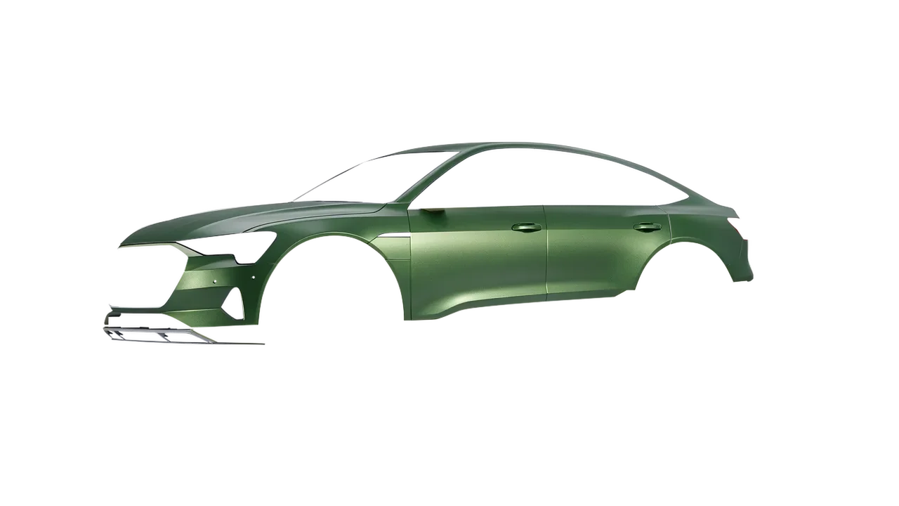 Audi e-tron Sportback 2020 wrapped in Apple Green (Avery Dennison SW900-745-M), front three-quarter view