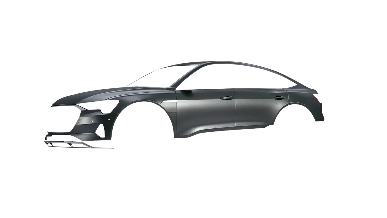 Audi e-tron Sportback 2020 wrapped in Black Rock Grey (Avery Dennison SW900-823-M), front three-quarter view