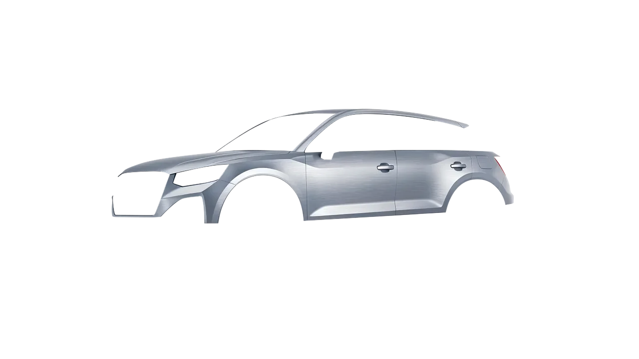Audi Q2 2021 wrapped in Brushed Aluminum (Avery Dennison SW900-812-X), front three-quarter view