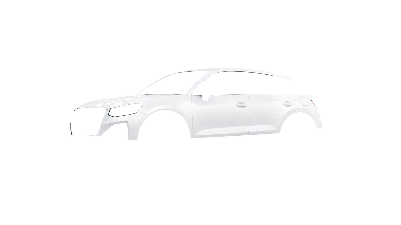 Audi Q2 2021 wrapped in Carbon Fiber White (Avery Dennison SW900-115-X), front three-quarter view