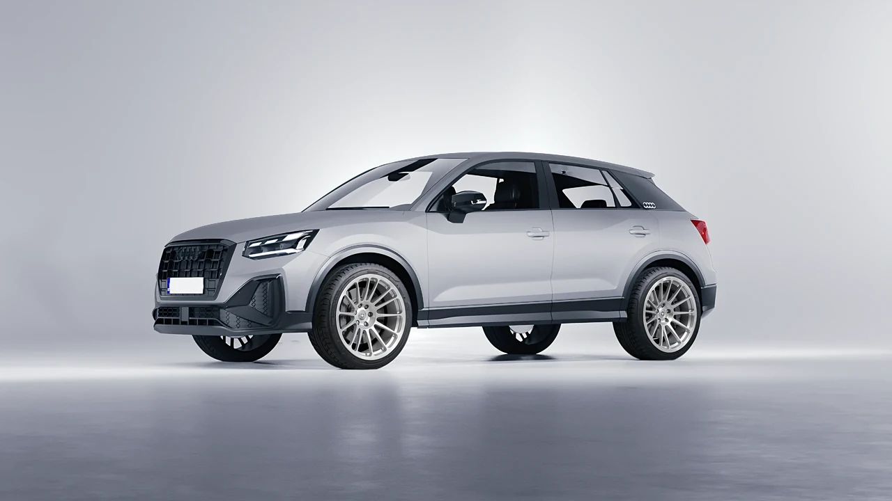 Audi Q2 2021 on HRE Performance Wheels 303M forged wheels, front three-quarter view