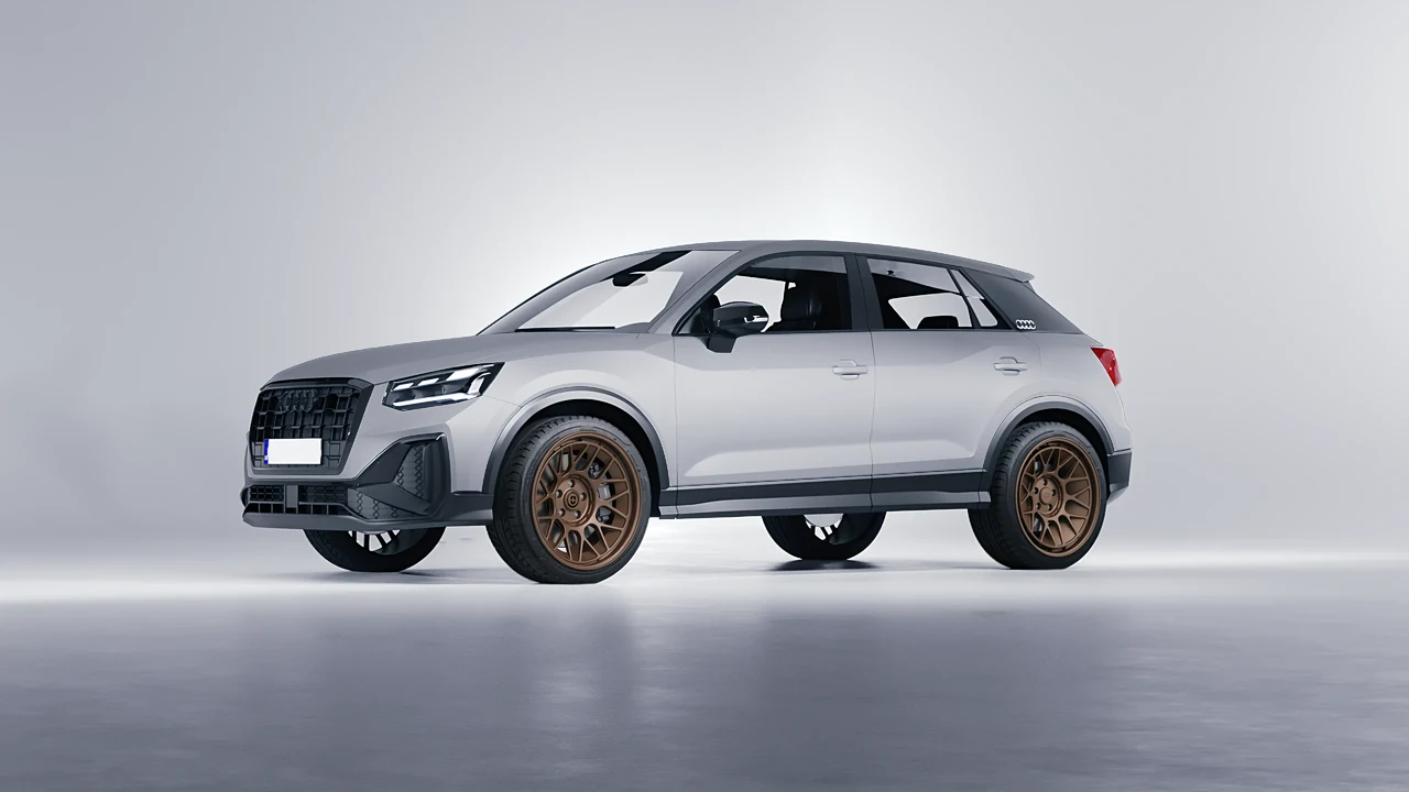 Audi Q2 2021 on HRE Performance Wheels 500-GTM forged wheels, front three-quarter view