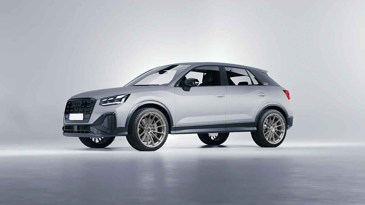 Audi Q2 2021 on HRE Performance Wheels P103SC forged wheels, front three-quarter view
