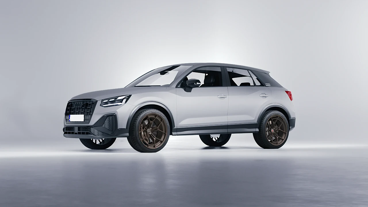 Audi Q2 2021 on HRE Performance Wheels P301 forged wheels, front three-quarter view