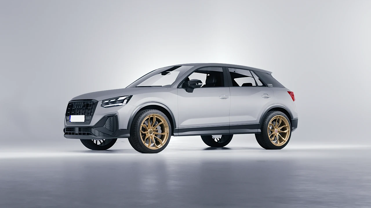 Audi Q2 2021 on HRE Performance Wheels S201H forged wheels, front three-quarter view