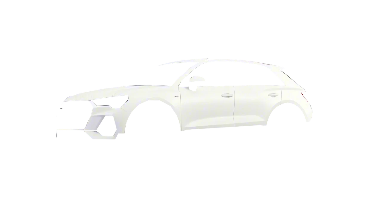 Audi Q3 2020 wrapped in Carbon Fiber White (Avery Dennison SW900-115-X), front three-quarter view