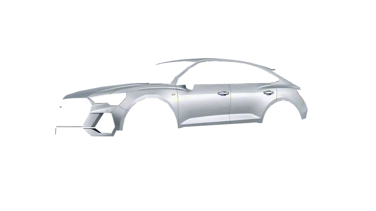 Audi Q3 Sportback 2020 wrapped in Brushed Aluminum (Avery Dennison SW900-812-X), front three-quarter view