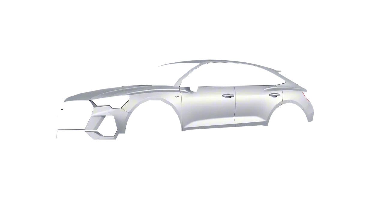 Audi Q3 Sportback 2020 wrapped in Matte Silver (3M M21), front three-quarter view