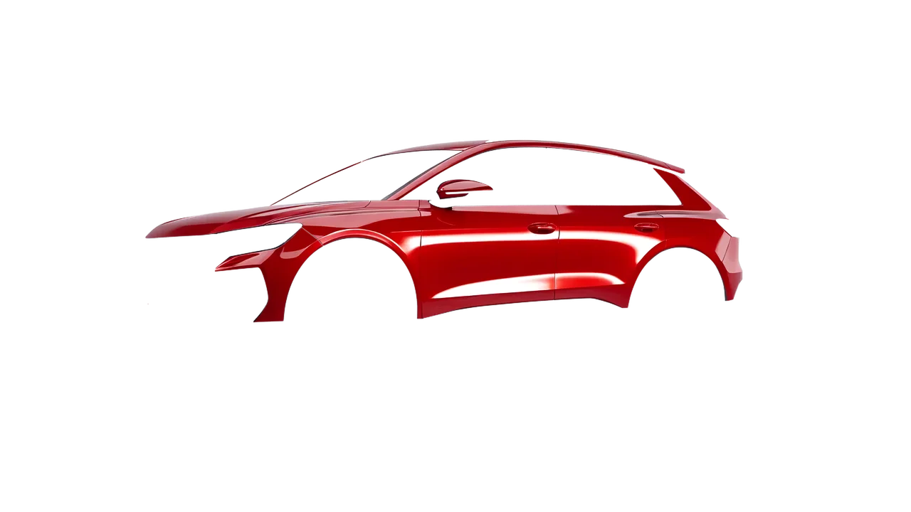 Audi Q4 e-tron 2021 wrapped in Hot Rod Red (3M G13), front three-quarter view