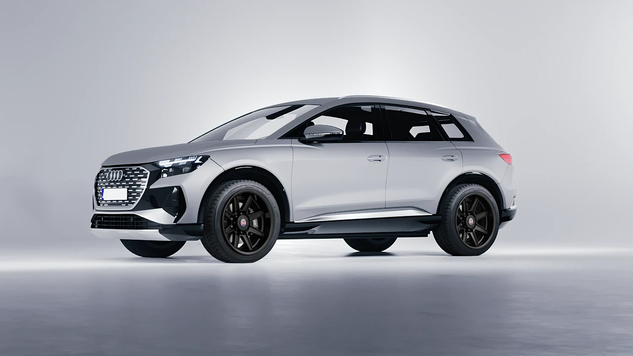 Audi Q4 e-tron 2021 on HRE Performance Wheels HD188H forged wheels, front three-quarter view