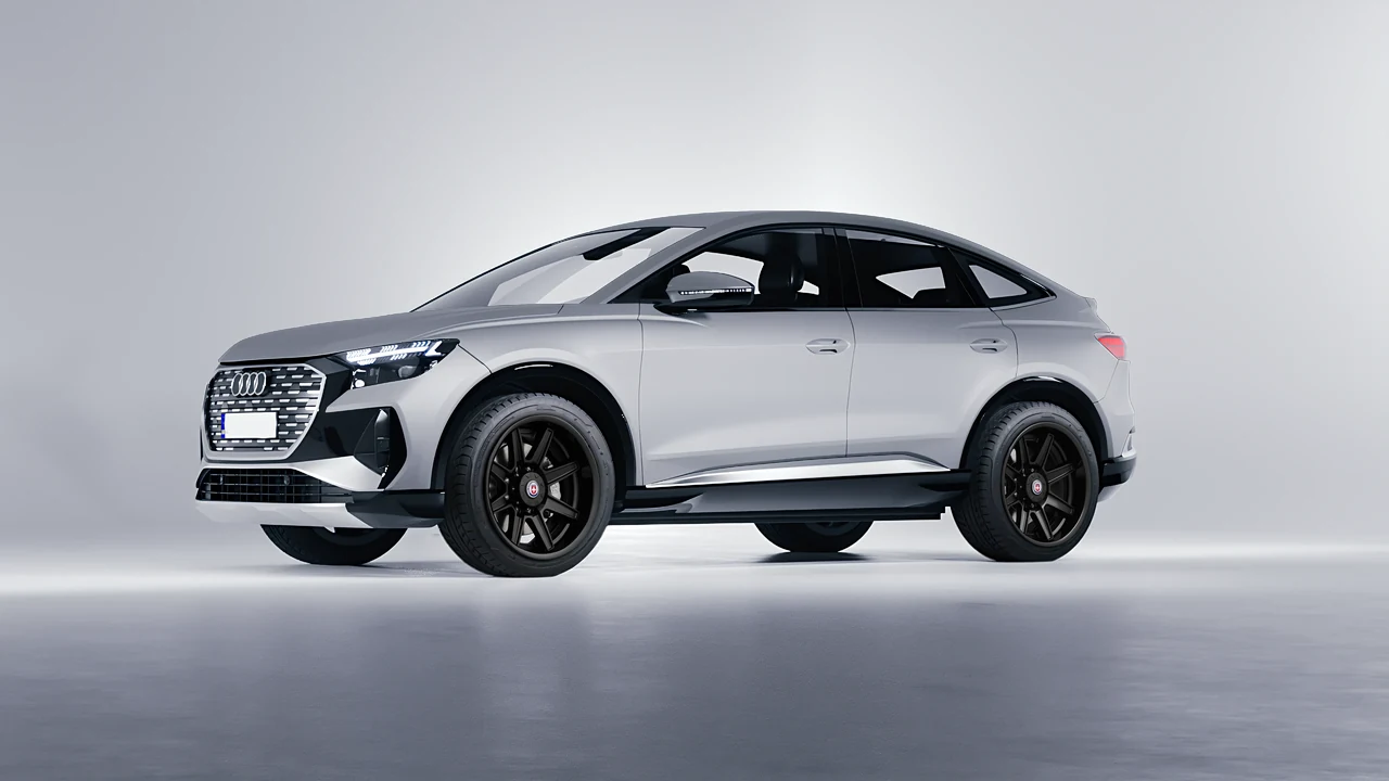 Audi Q4 Sportback e-tron 2021 on HRE Performance Wheels HD188H forged wheels, front three-quarter view