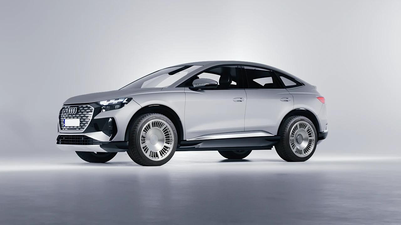 Audi Q4 Sportback e-tron 2021 on RDB LA Masterpiece forged wheels, front three-quarter view