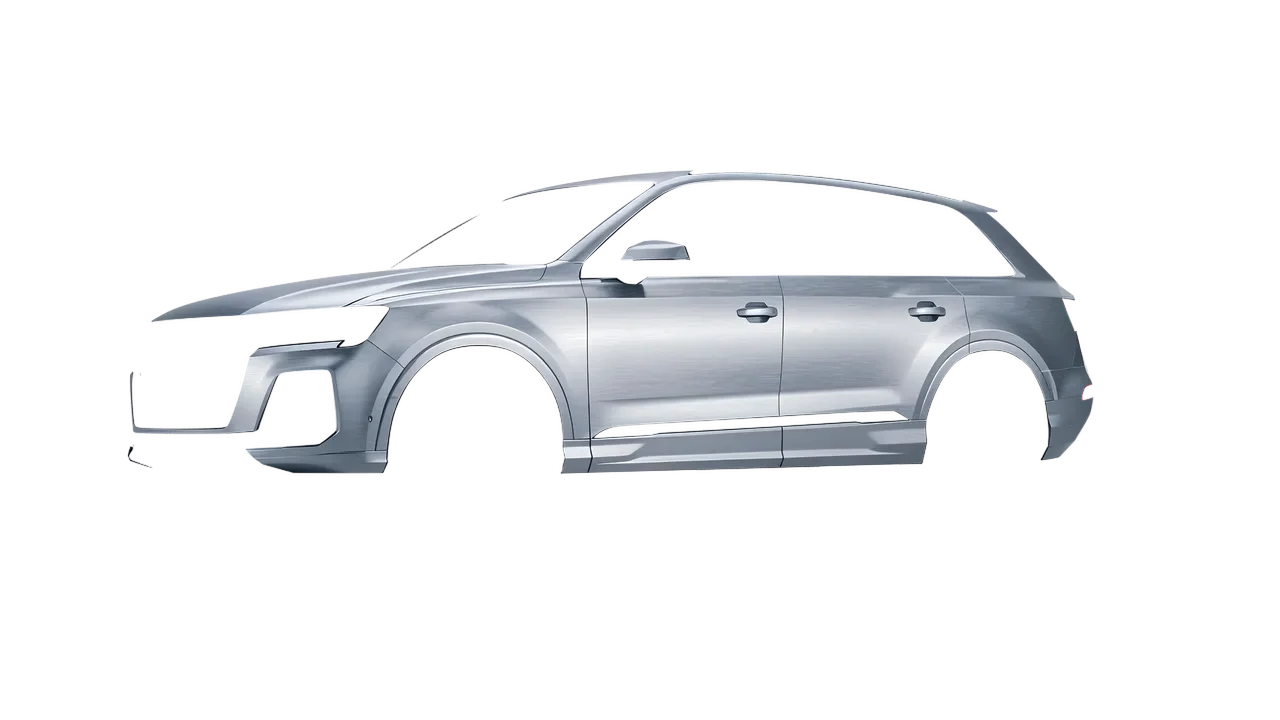 Audi Q7 2024 wrapped in Brushed Aluminum (Avery Dennison SW900-812-X), front three-quarter view