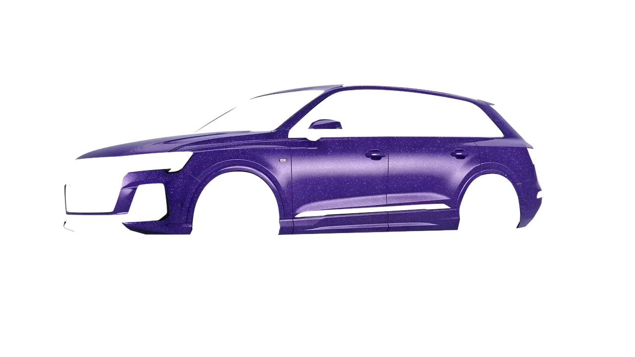 Audi Q7 2024 wrapped in Purple (Avery Dennison SW900-587-D), front three-quarter view