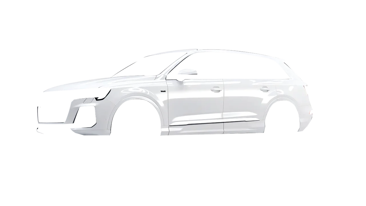 Audi Q7 2024 wrapped in Gloss White (3M G10), front three-quarter view