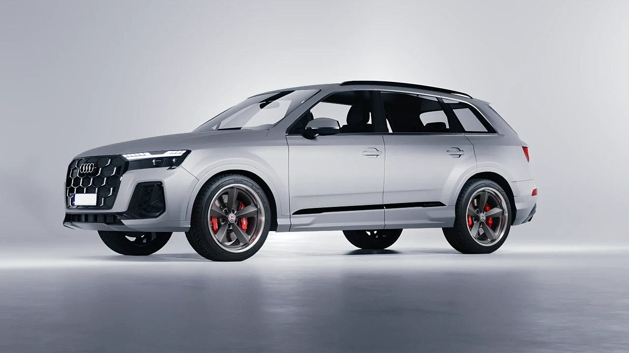 Audi Q7 2024 on HRE Performance Wheels 105 forged wheels, front three-quarter view