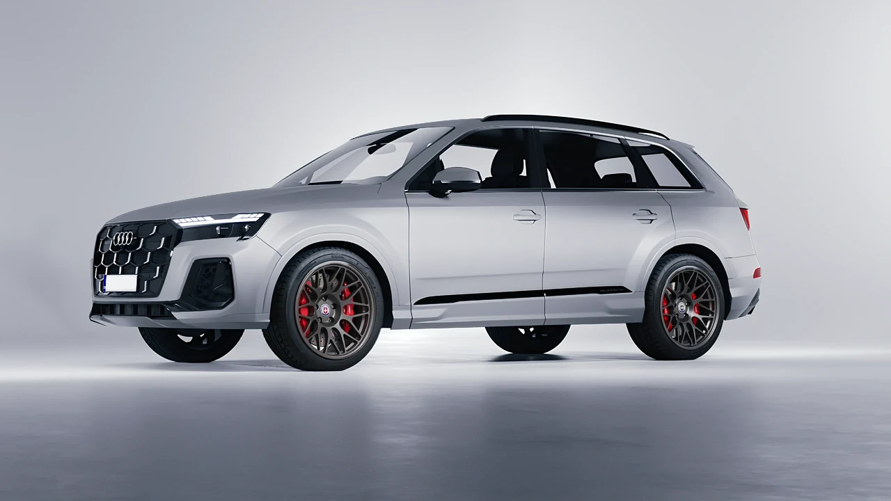 Audi Q7 2024 on HRE Performance Wheels 300-GT forged wheels, front three-quarter view