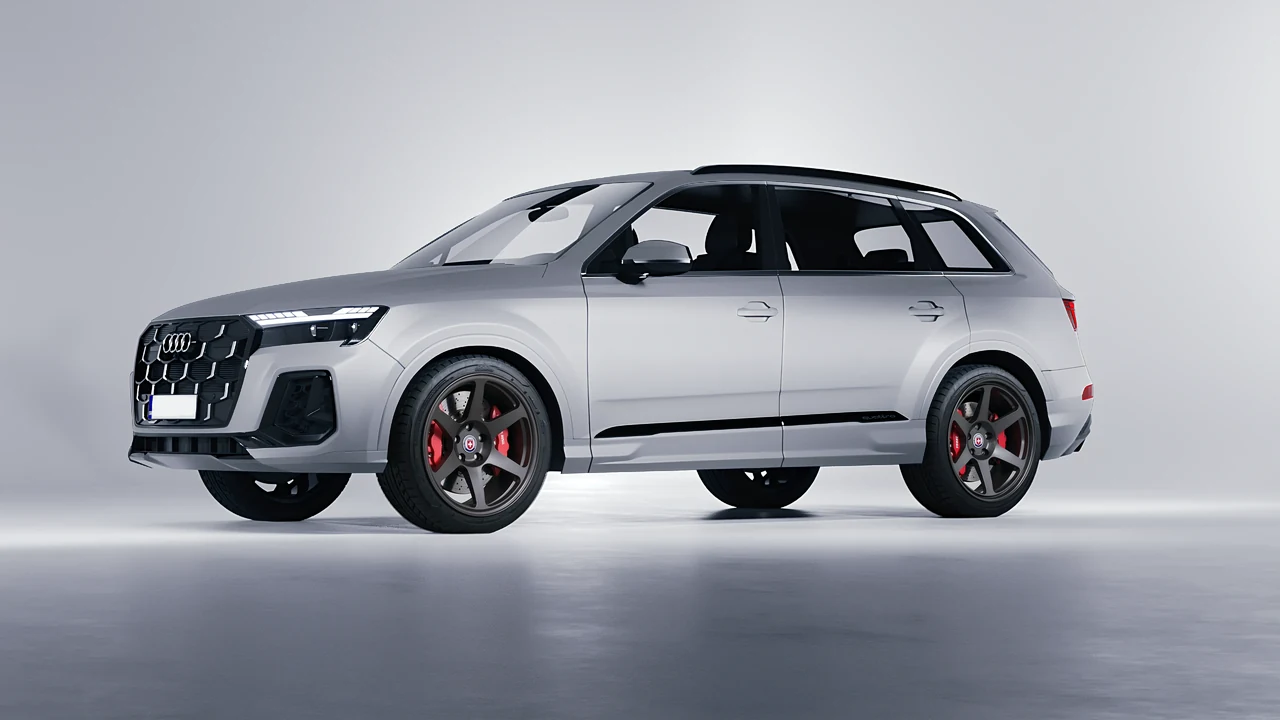 Audi Q7 2024 on HRE Performance Wheels 306-GT forged wheels, front three-quarter view