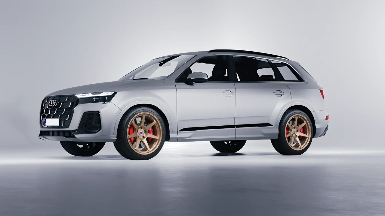 Audi Q7 2024 on HRE Performance Wheels 307-GTS forged wheels, front three-quarter view