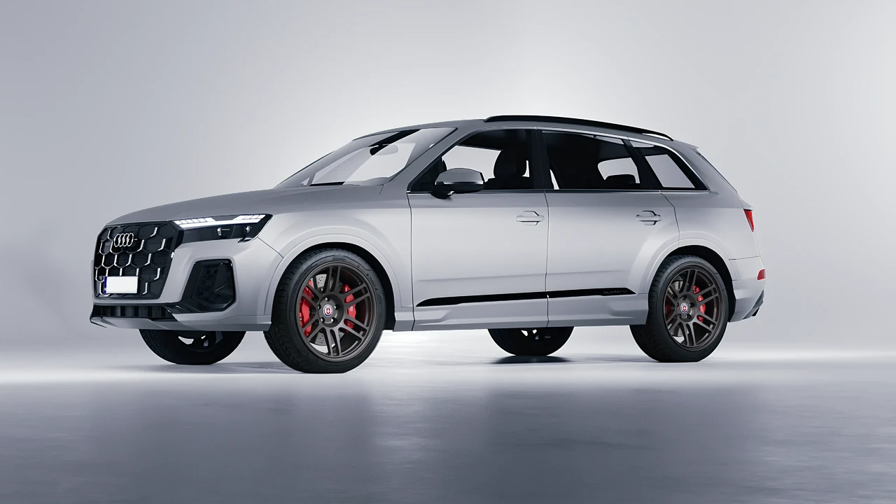 Audi Q7 2024 on HRE Performance Wheels 312-GT forged wheels, front three-quarter view