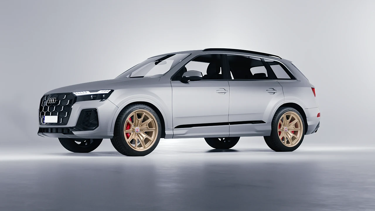 Audi Q7 2024 on HRE Performance Wheels 427M forged wheels, front three-quarter view