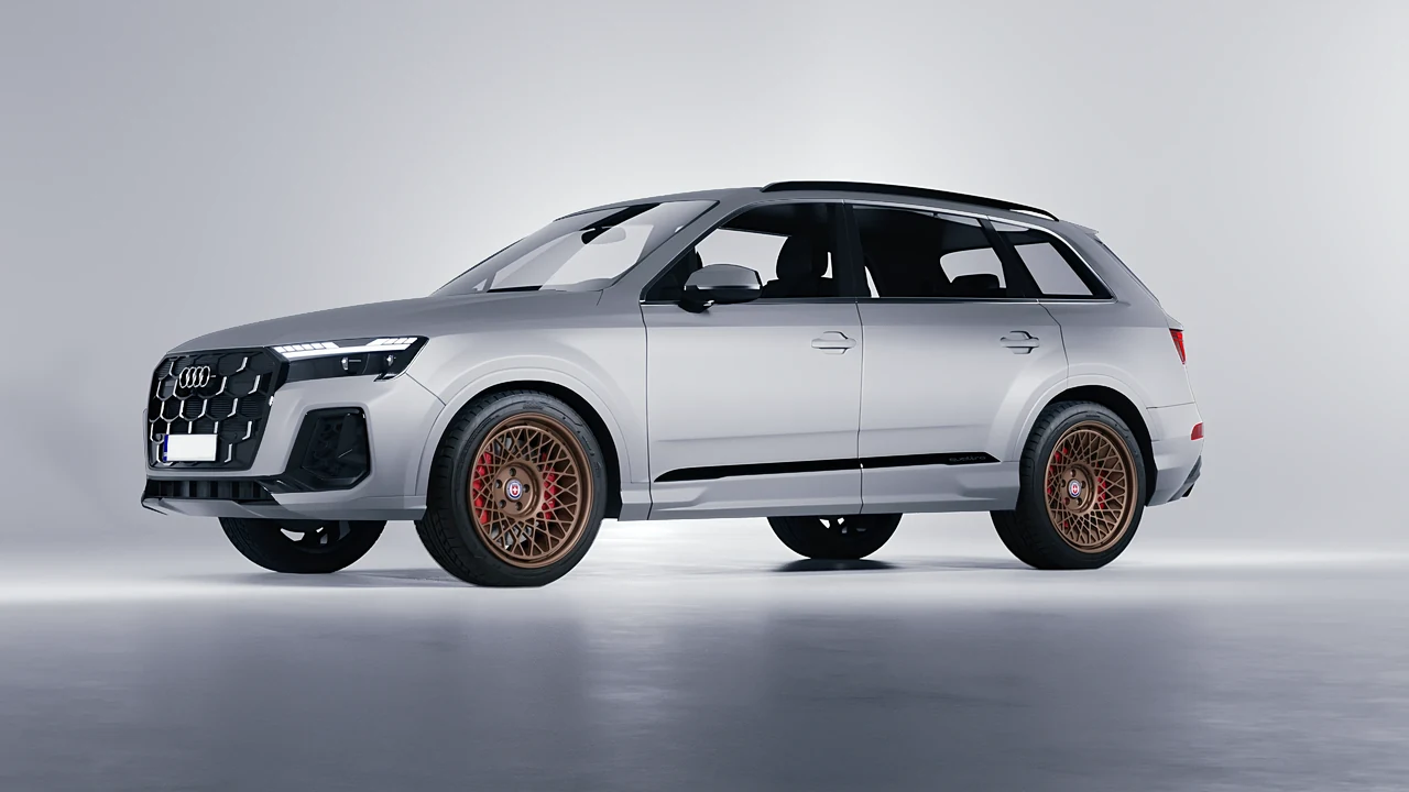 Audi Q7 2024 on HRE Performance Wheels 501-GTM forged wheels, front three-quarter view