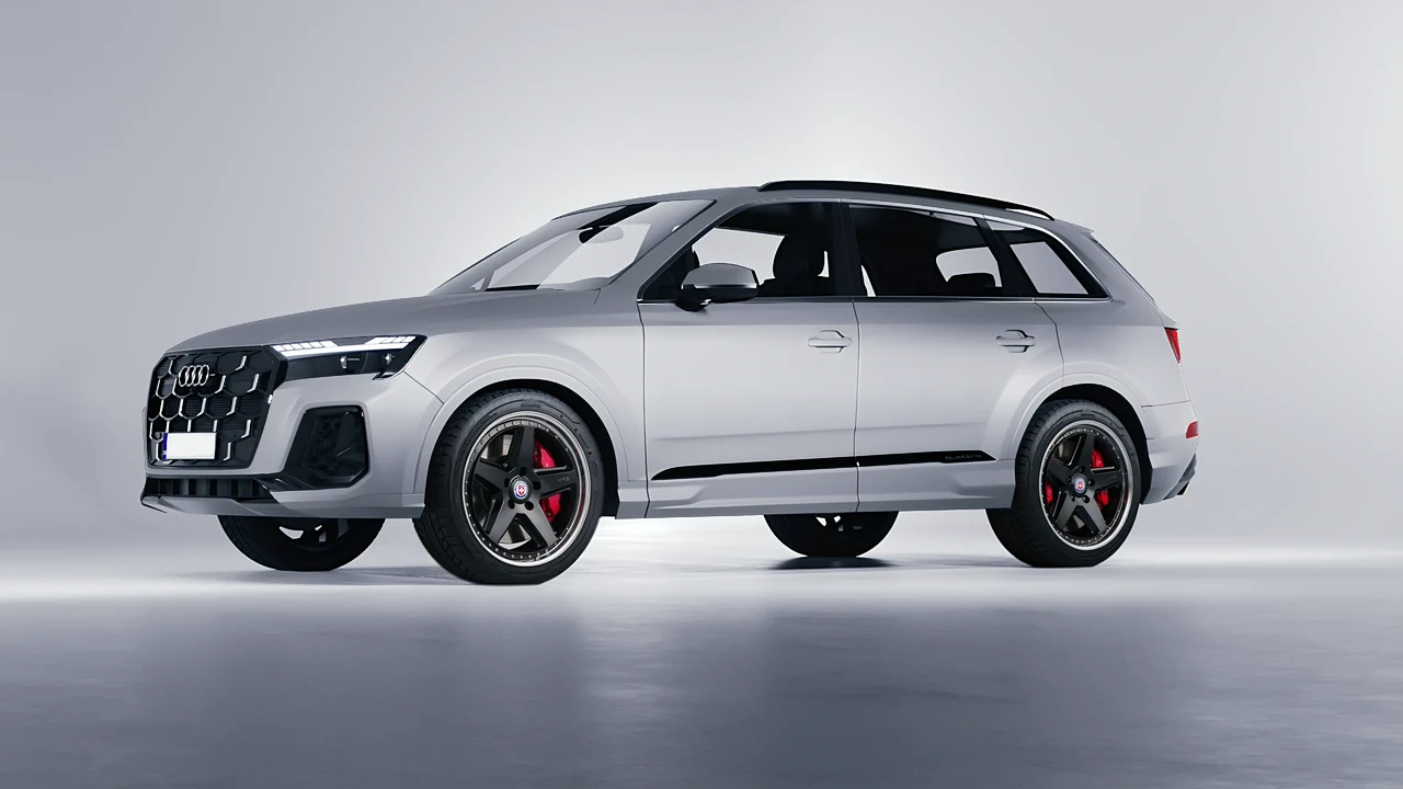 Audi Q7 2024 on HRE Performance Wheels 517 forged wheels, front three-quarter view