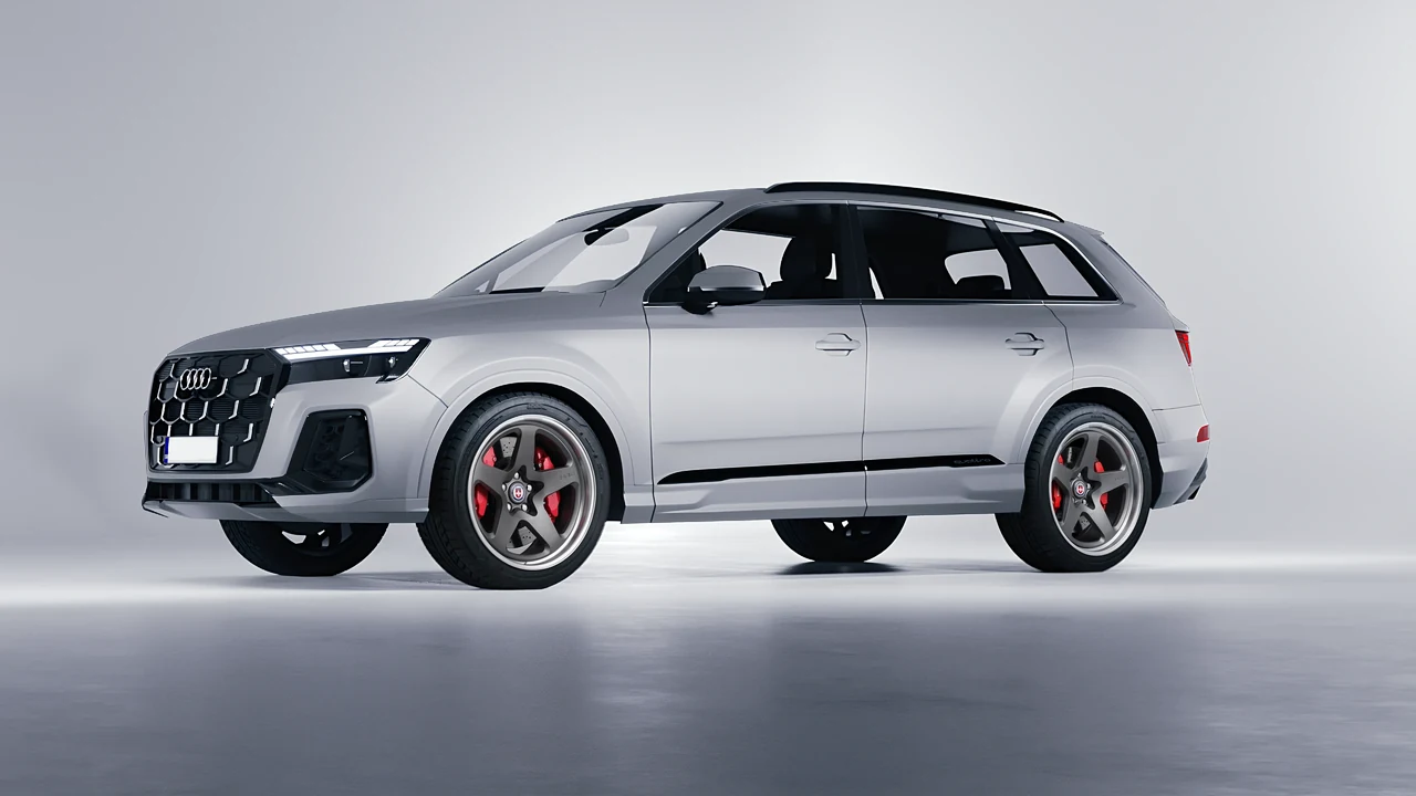 Audi Q7 2024 on HRE Performance Wheels 527 forged wheels, front three-quarter view