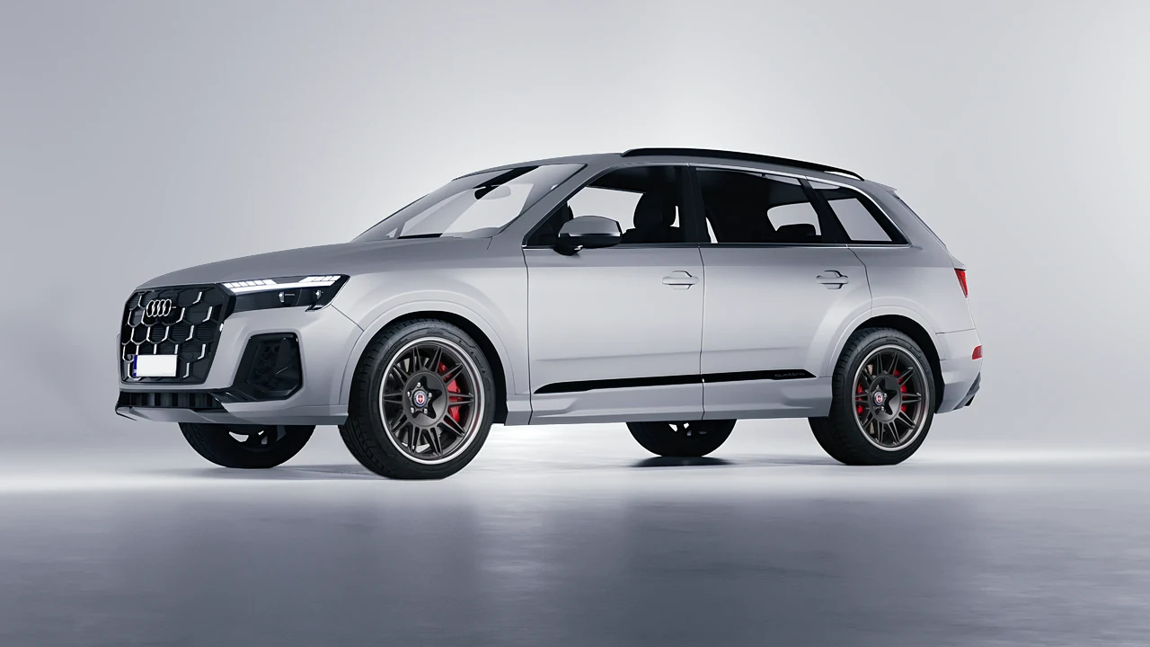 Audi Q7 2024 on HRE Performance Wheels 528 forged wheels, front three-quarter view
