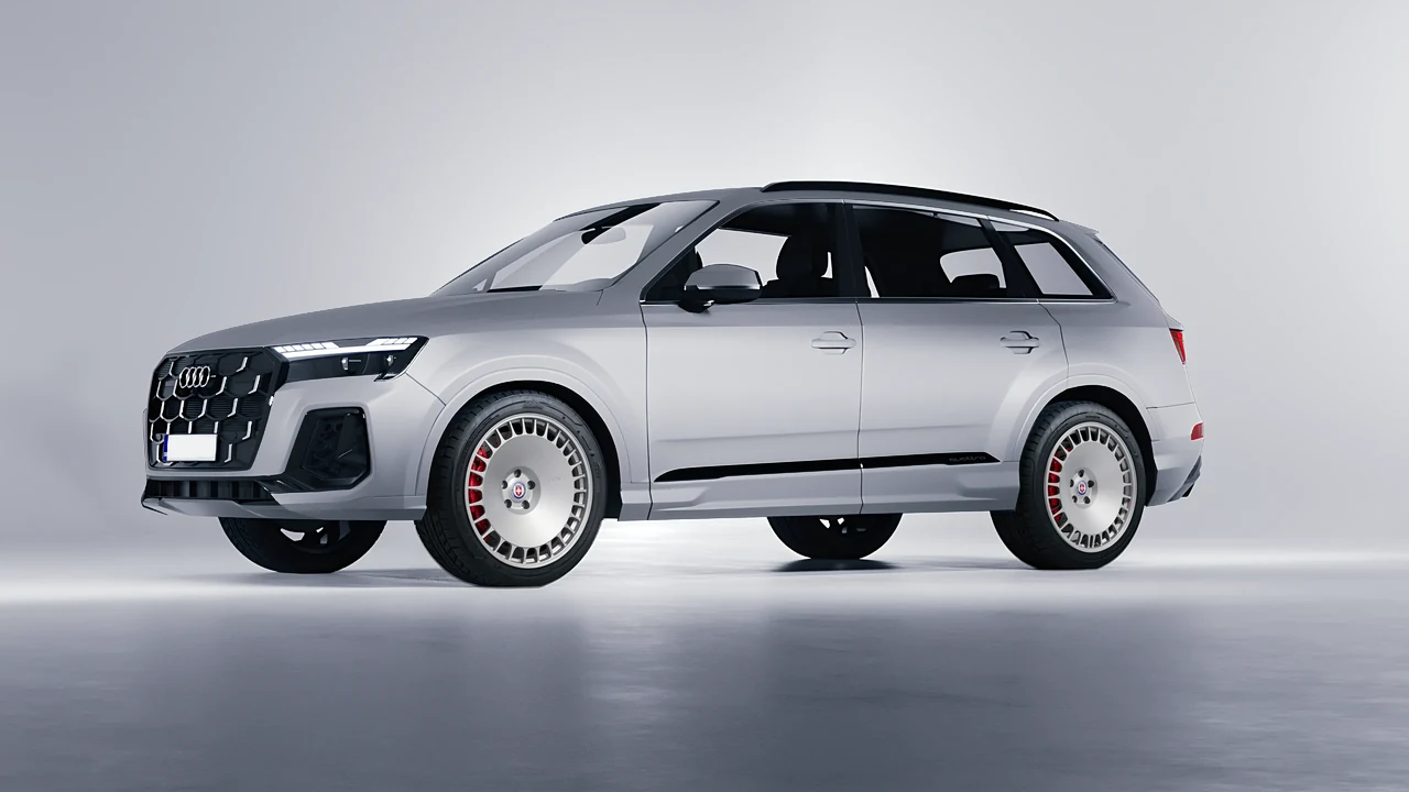Audi Q7 2024 on HRE Performance Wheels 935M forged wheels, front three-quarter view