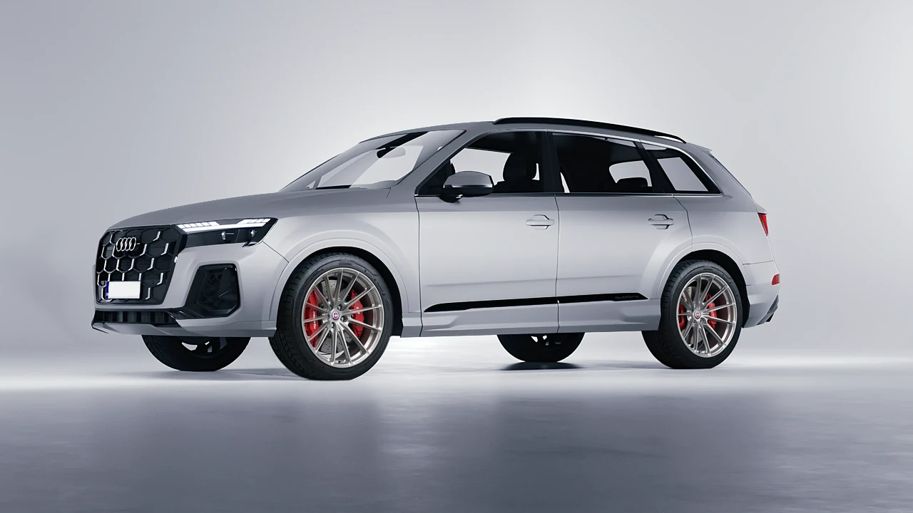 Audi Q7 2024 on HRE Performance Wheels P103SC forged wheels, front three-quarter view